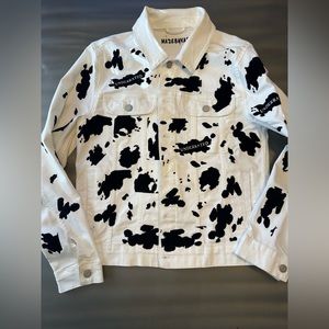 Cow Print White Black Denim Jacket